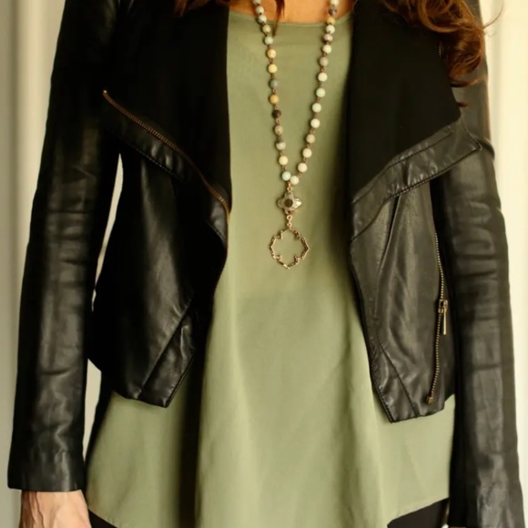 NEW Frosted Amazonite Beaded Necklace - Boho Rosary Style - Picture 3 of 4